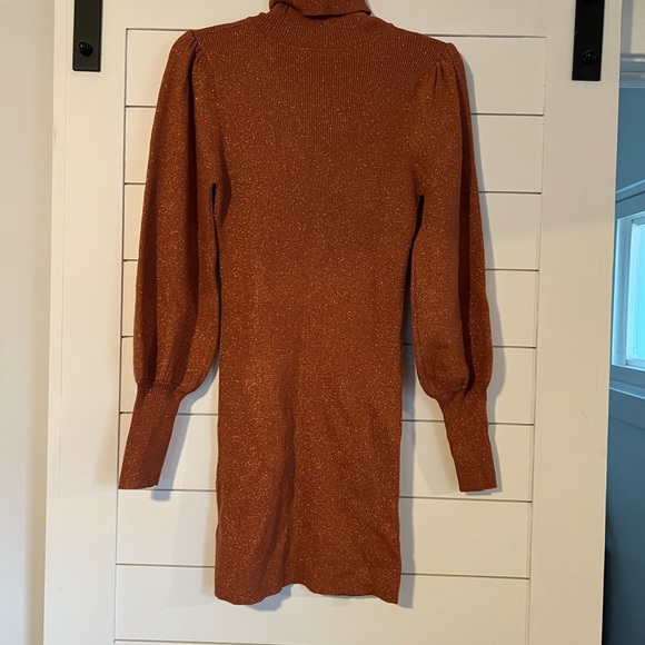 Rust Long-Sleeve Turtleneck Dress - Picture 3 of 4